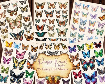 Efímera de diario basura, cortes quisquillosos de mariposas imprimibles, efímera botánica, imágenes de mariposas, adornos para diarios basura de la naturaleza