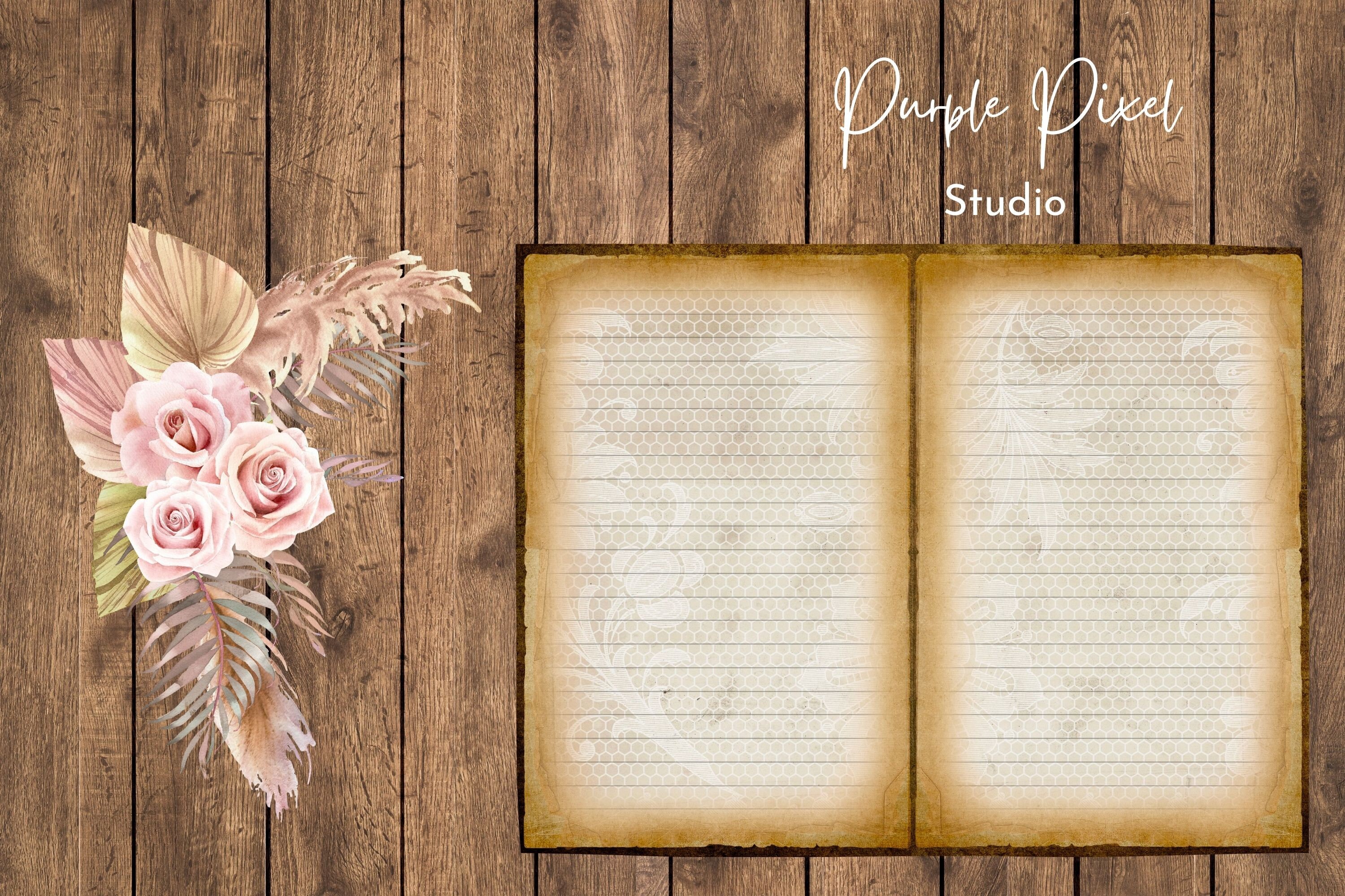 Printable Lined Journal Pages Digital Vintage Papers Ruled Pages