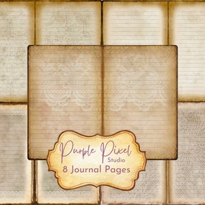 Druckbare linierte Journal Seiten, digitale Vintage Papiere, linierte Seiten, Querformat, horizontale Seiten, Spitzen Hintergrund, Neutral, Pergament