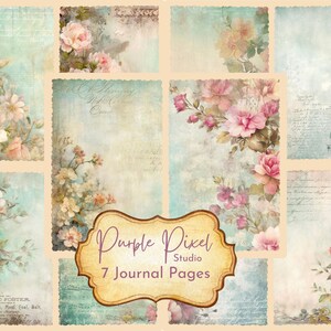 Vintage Shabby Chic Floral Pages, Watercolor Journal Pages, Junk Journal Supply, Scrapbook Printable, Printable Journal Page