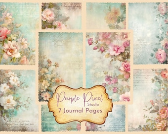 Vintage Shabby Chic Floral Pages, Watercolor Journal Pages, Junk Journal Supply, Scrapbook Printable, Printable Journal Page