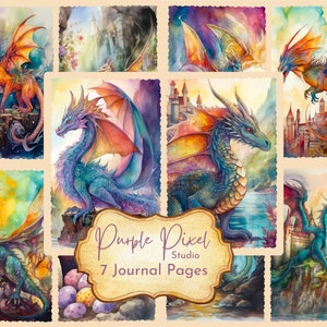 Dragon Fantasy World Junk Journal Pages, Dragon Journal Pages, Digital Paper, Printable Journal, Junk Journal Printable, Journaling Pages