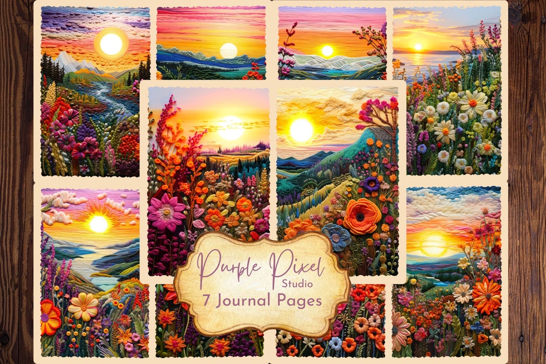 Floral Landscape Journal Pages , Floral Junk Journal Printable, Digital ...
