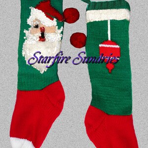 PDF Jeweled Santa Face Christmas Stocking Knitting Vintage Pattern Bear Brand 7592 Large Print image 2