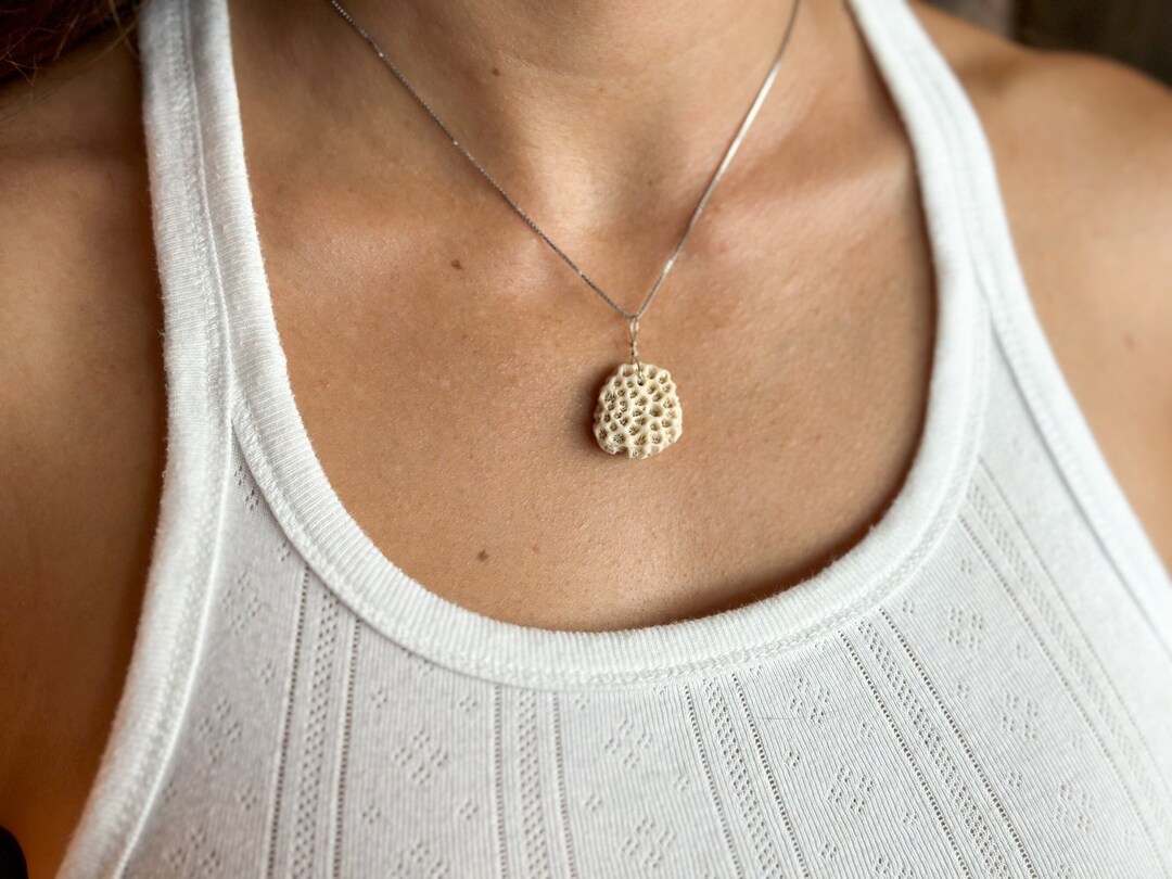 White Coral Pendant From Hawaii Minimalist Jewelry for Boho Etsy