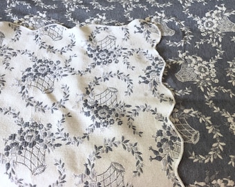 TWIN//Full White//Blue Heavy Woven Scalloped Edges 84/"//60/" PORTUGAL~Bedspread~