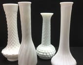 Vintage Milk Glass Vases Set of 4 Hoosier USA