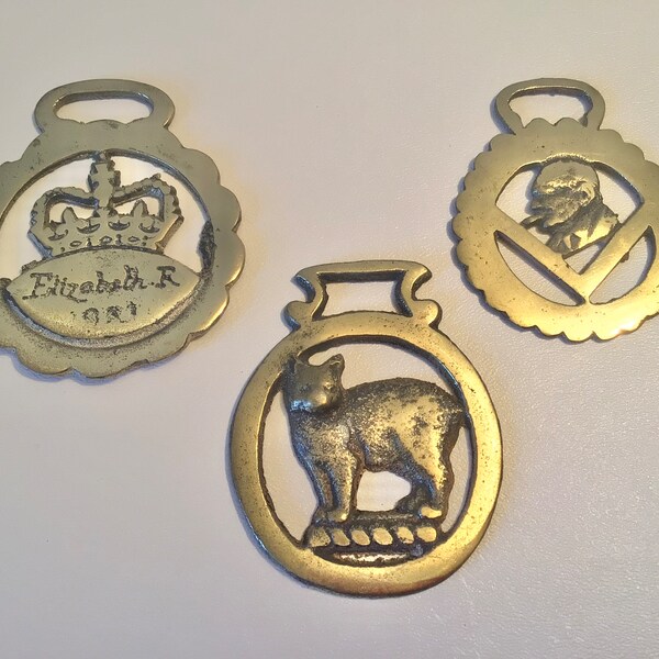 3 Brass Horse Medallions ~ Equestrian Decor