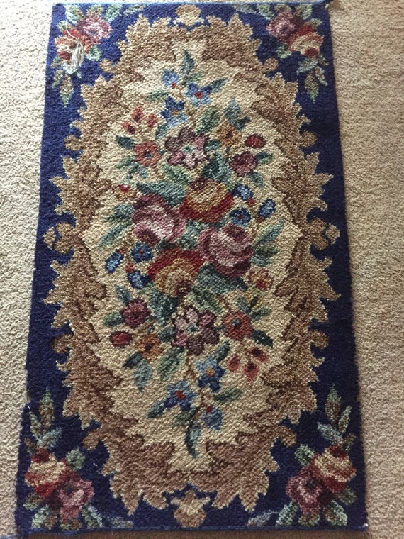 Victorian Floral Needlepoint Rug / Decorative Rug / Accent Rug Etsy