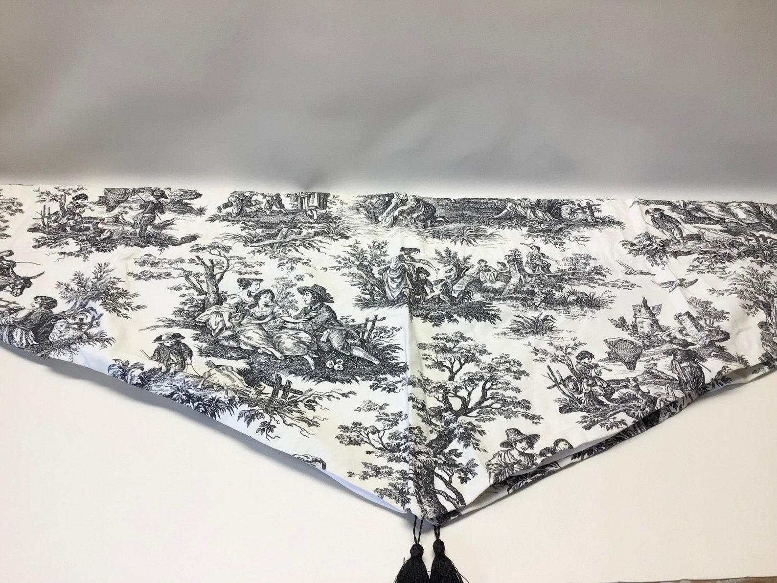 2 Valances Waverly Black and Cream Toile Black Removable Etsy