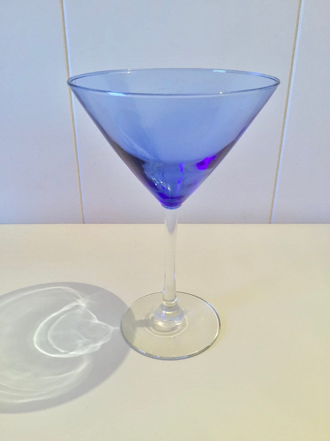 1 Cobalt Blue and Clear Martini Glass Etsy