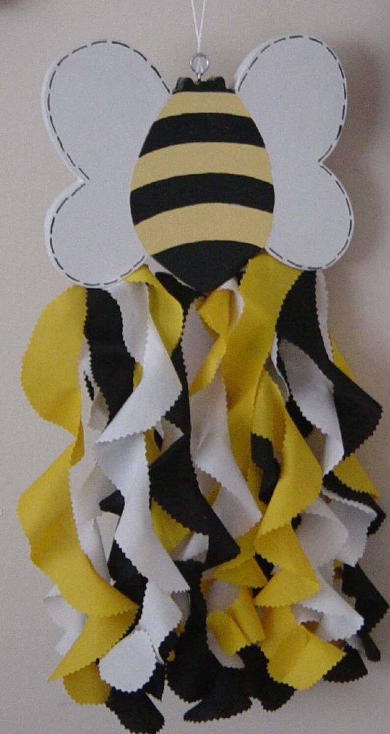 BUMBLE BEE Wood and Fabric Windsock Personalization available
