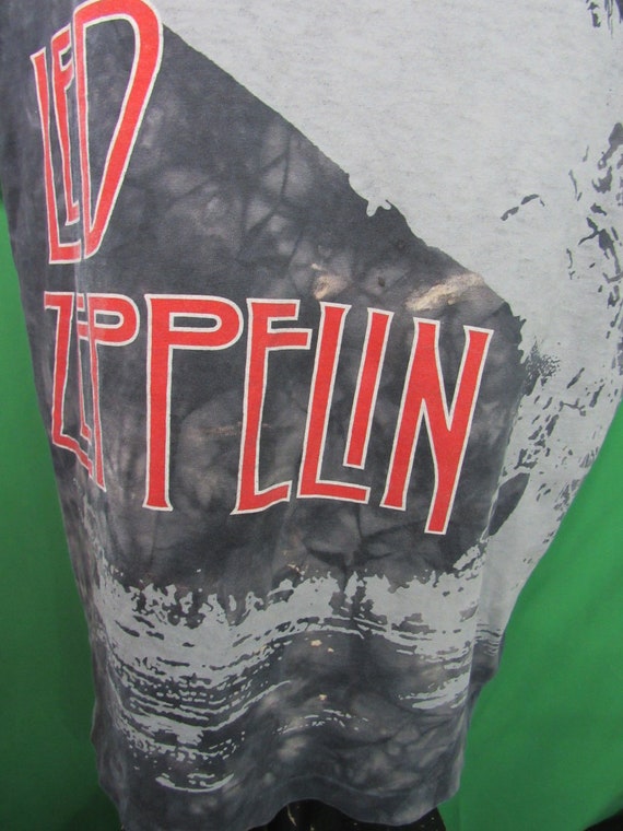 Y2K Liquid Blue Led Zeppelin Tye Dye T-Shirt Size… - image 4