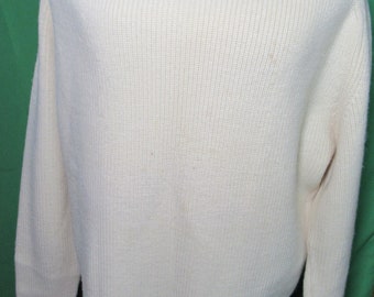 Vintage 70's Patagonia First Label Heavy Knit Fishermans Sweater White / Ivory Size XL 1st Label