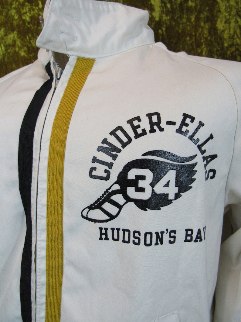 Vintage 60/'s 70/'s Champion Track Jacket Cinder-Ellas Hudson Bay Talon Zipper Zip-Up Running Man Tag Size Large