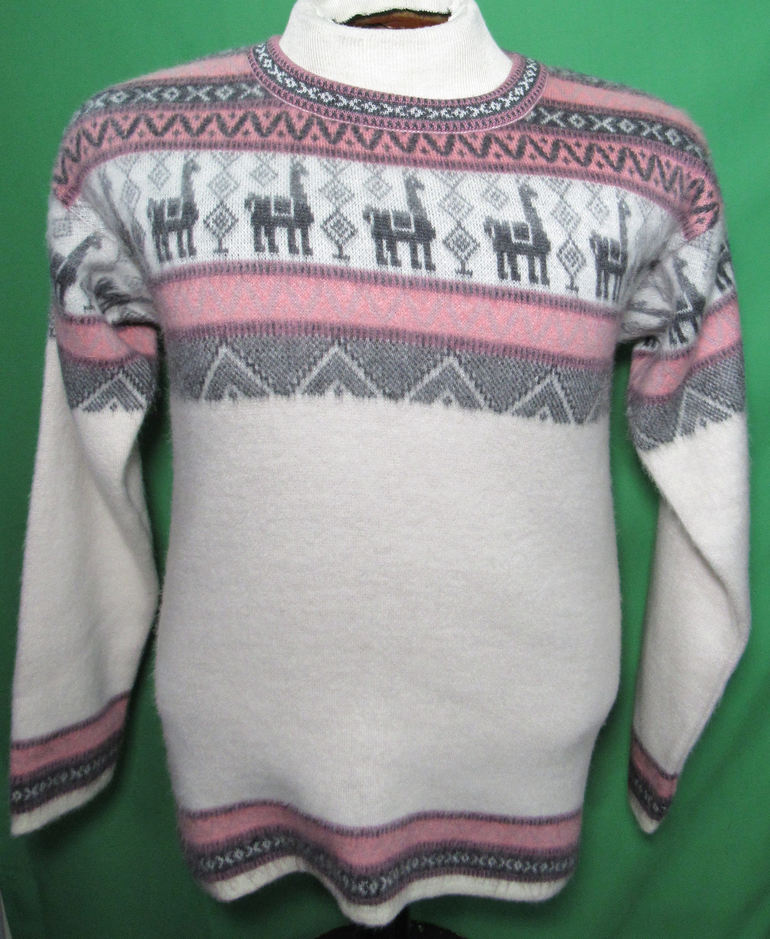 Inlaid alpaca and wool sweater, sand | 