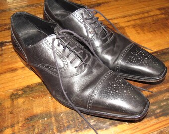 Vintage Canali Made in Italy Dress Shoes Men's EU 42 US 9 Black Leather Loafers