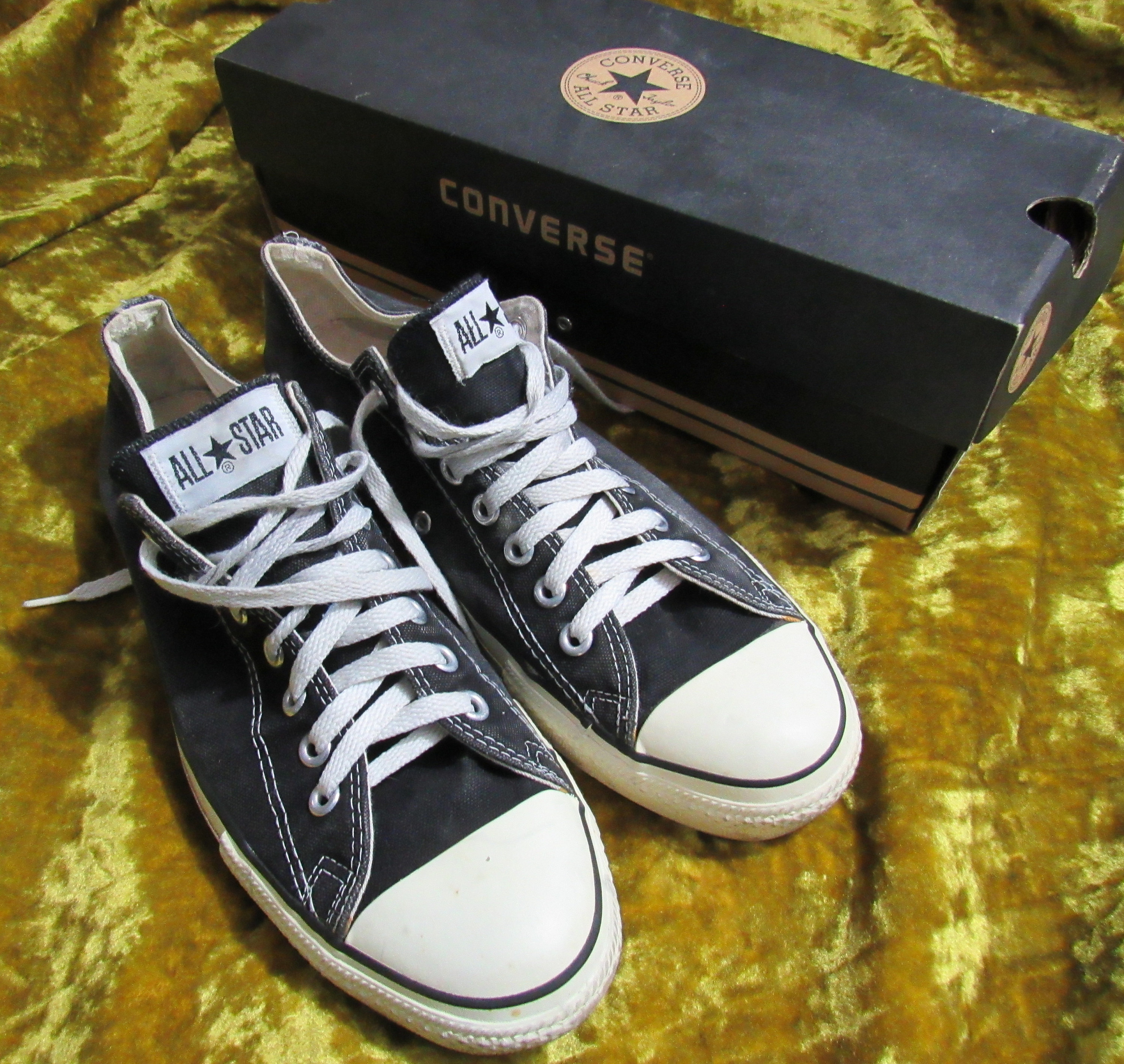 Vintage 90's Converse All Black and Canvas Low Etsy