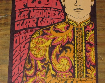 Vintage 60's 1967 Pink Floyd Fillmore Postcard Handbill Flyer Mailer Bill Graham