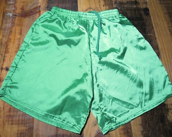 Vintage Y2K Cobblestones Green Nylon Satin Gym / Running / Jogging / Athletic / Soccer Shorts Size Small NOS Lightweight
