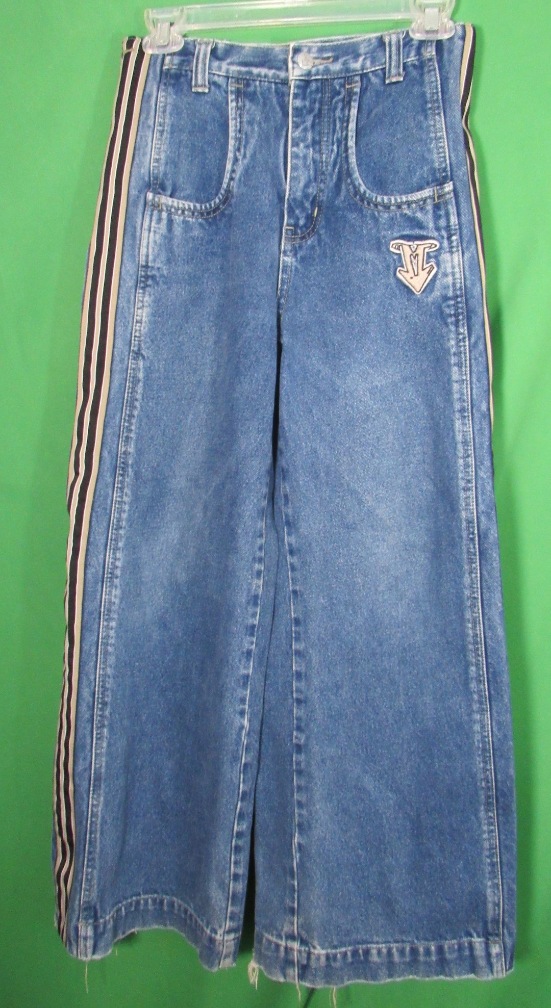 Vintage 90's Y2K Mac Gear Extra Wide Flare Denim Cargo Skater Snap