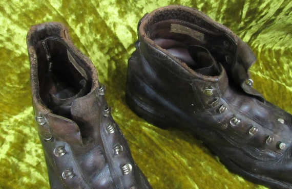 Vintage 40's 50's French Leather Hiking Boots Fab… - image 7