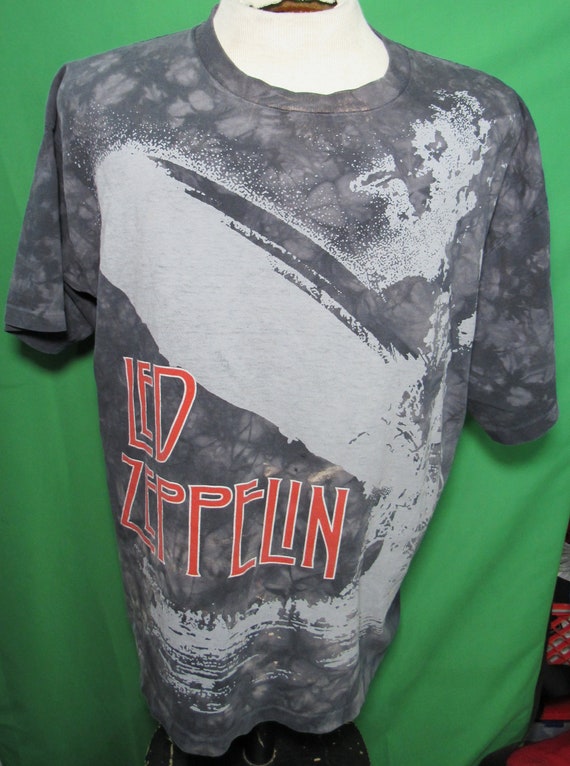 Y2K Liquid Blue Led Zeppelin Tye Dye T-Shirt Size 