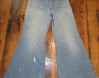 Vaqueros Wrangler vintage de los años 70, de campana, sin espalda, tal cual, de cintura ancha y 28 pulgadas