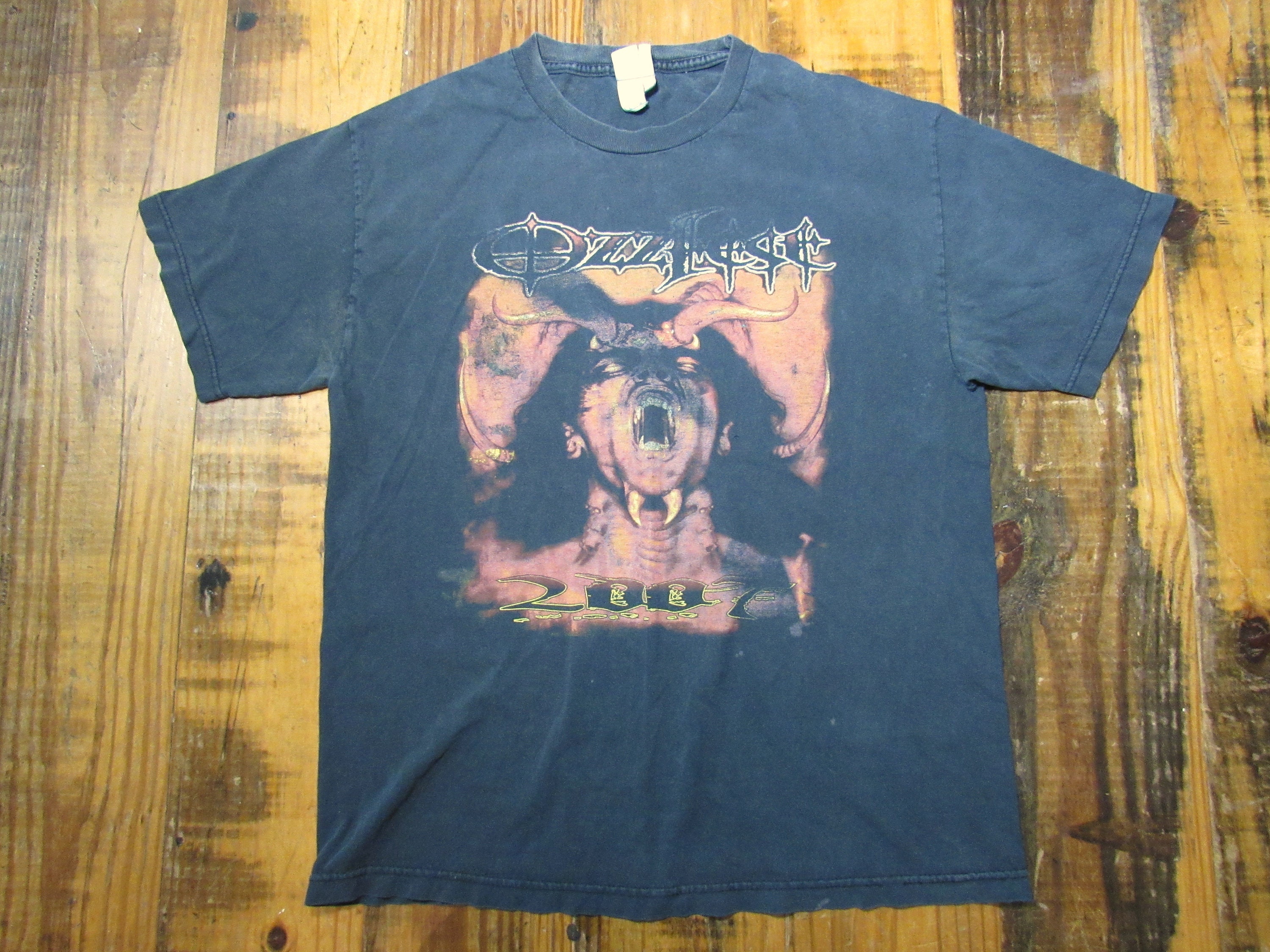2007 Ozzfest Demon T-Shirt Thrashed Size Large Static X Lamb of God
