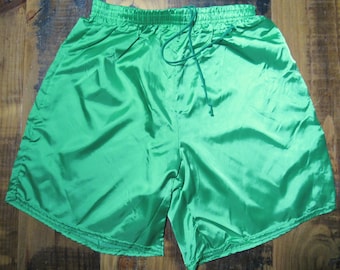 Vintage Y2K Cobblestones Green Nylon Satin Gym / Running / Jogging / Athletic / Soccer Shorts Size Medium NOS Lightweight