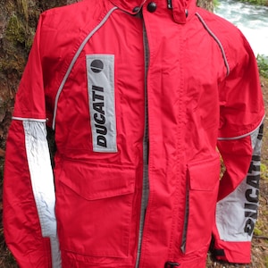 Red Ducati Reflective Medium Weight Zip Up Motorcycle Jacket Size Small S