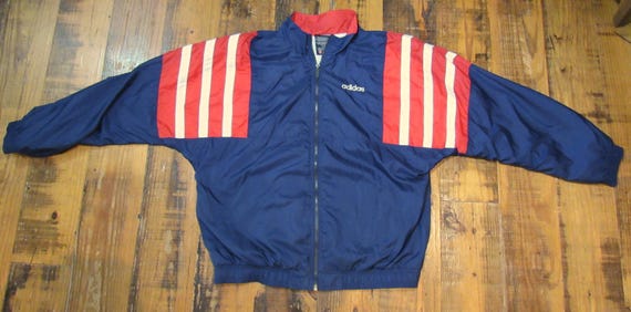 Vintage 80's / 90's Adidas Red / Blue / White Nylon Track Vintage 80's / 90's Adidas Red / Blue / White Nylon Track