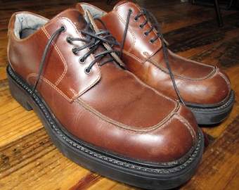 Vintage 90s Y2K Streetwear Mens 10.5 M Chunky Leather Platform Boots Shoes Brown Vintage 90s GBX Chunky Platform Boots Brown Leather Mens  main image 3