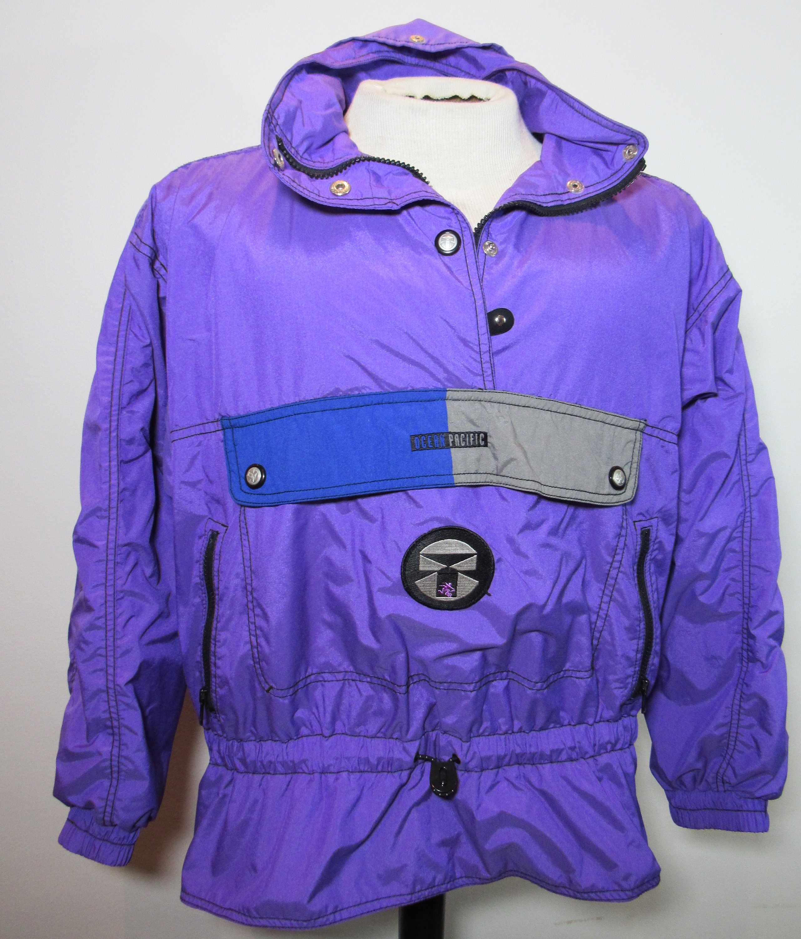Vintage 90's OP Ocean Pacific Tech Purple Nylon Lightweight Jacket