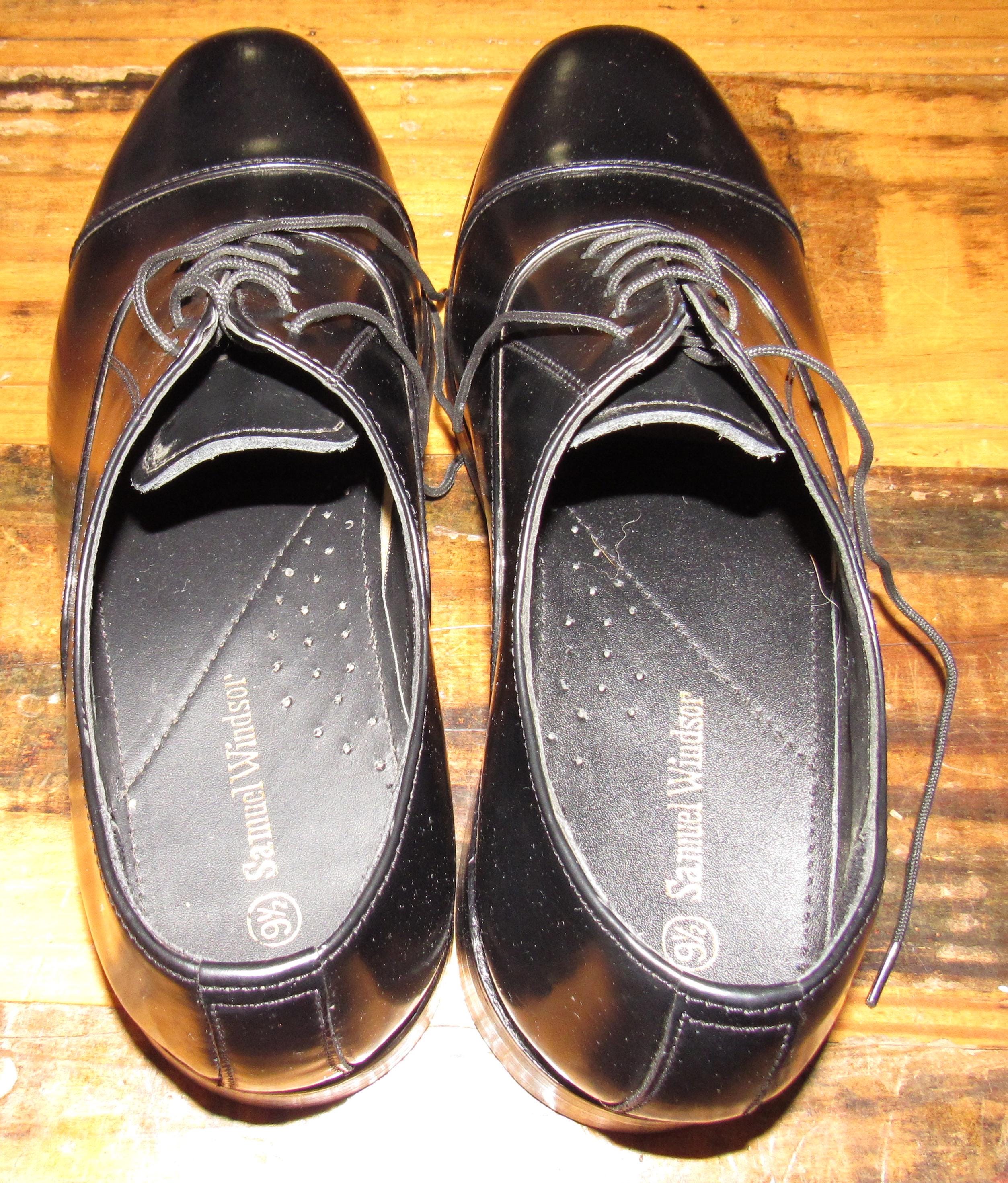 Samuel Windsor Black Leather Oxfords Dress Shoes Men display picture 2