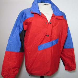Vintage 90&#39;s North Face Gore-Tex 1/4 Zip Anorak Parka Rain Jacket Red / Blue / Black Men&#39;s Size Medium Lightweight