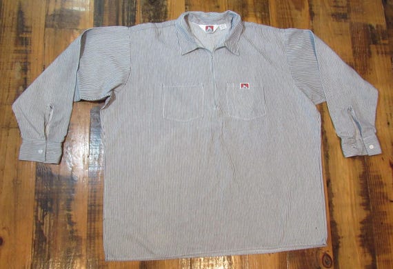 Vintage Ben Davis 1/2 Zip Hickory / Railroad Striped Work Shirt