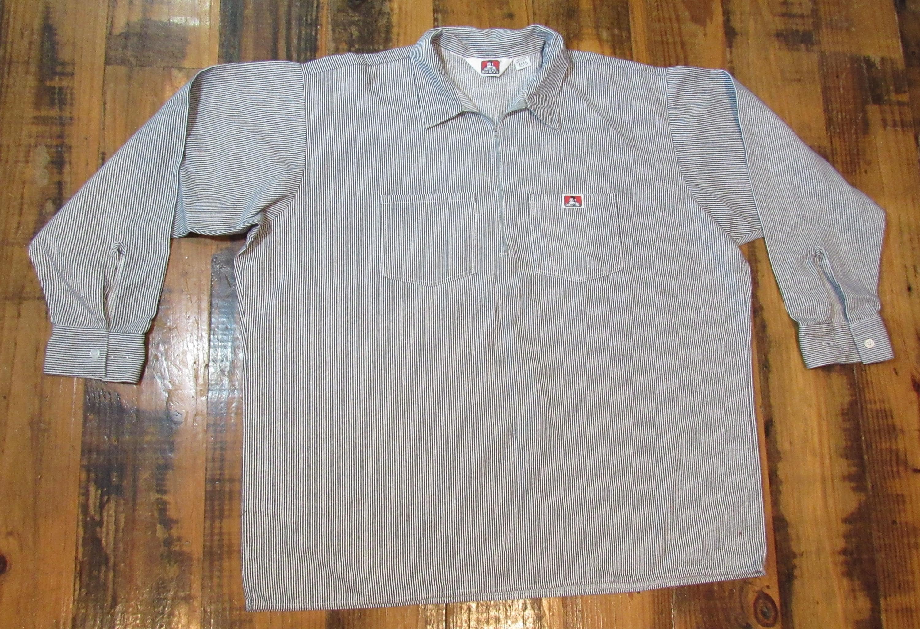 Vintage Ben Davis 1/2 Zip Hickory / Railroad Striped Work Shirt