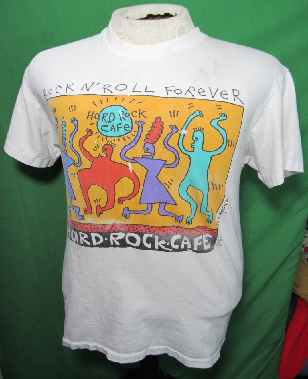 Vintage 90's 1992 Hard Rock Cafe Big Hed Designs Keith Haring Pop