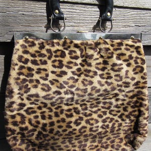 Bolso de mano vintage Ronay de piel sintética con estampado de leopardo y asa superior, años 60