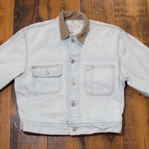 Vintage Polo Ralph Lauren Light Wash Denim Jacket Women&#39;s Medium Corduroy Collar