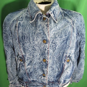 Vintage 80&#39;s Chemin De Fer Acid Wash Denim Jacket Size Medium France
