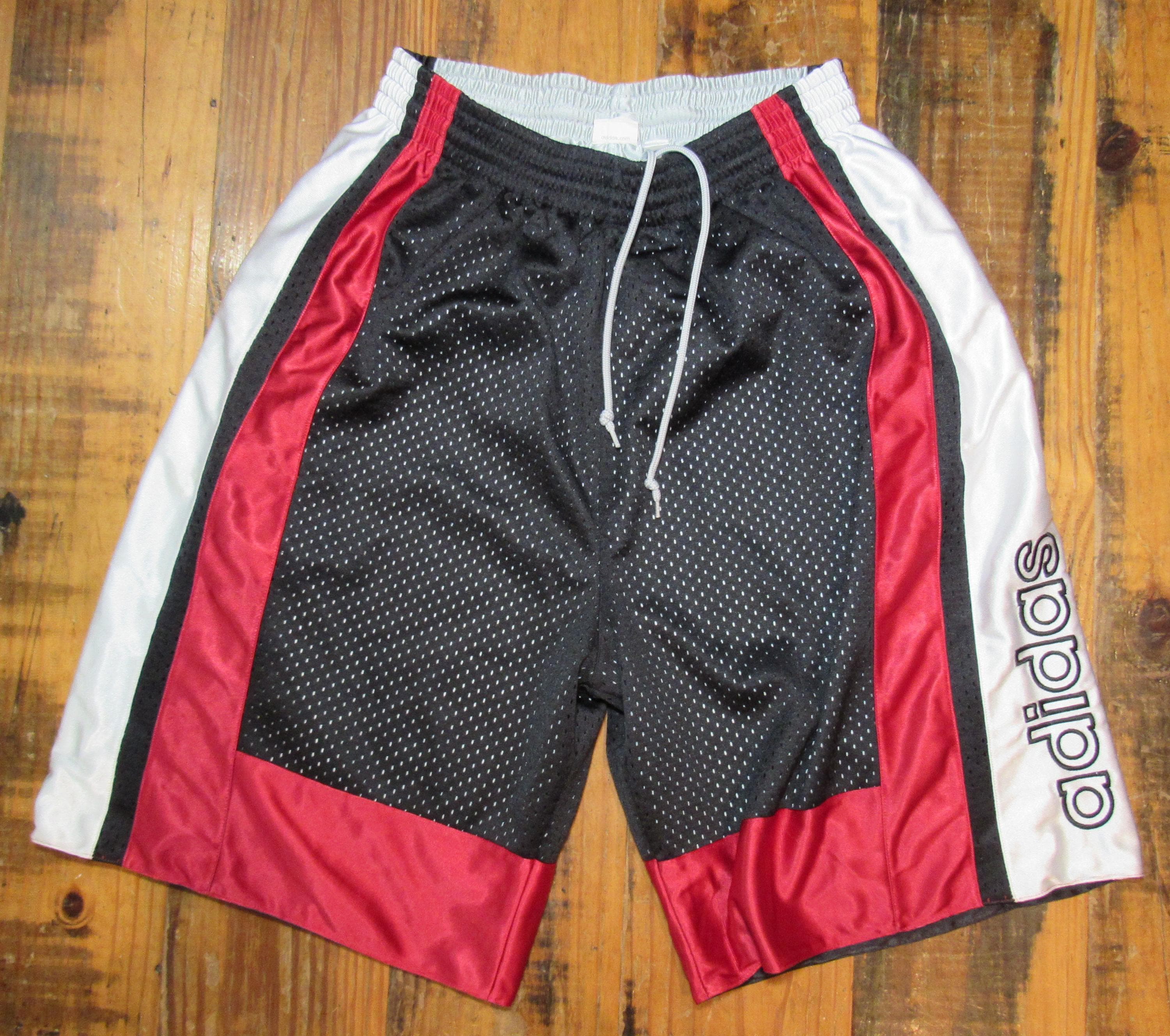 Vintage Y2K 2004 Adidas Dazzle Shiny Basketball Shorts Size Medium Red Black Etsy UK