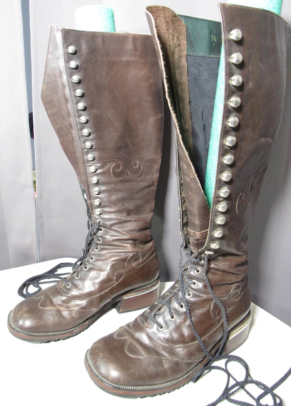 Vintage Monofinn Olof Daughters Knee High Brown Leather Boots Women's 5.5 5 1/2