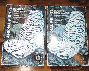 Lote de 2 fundas de asiento de coche vintage Y2K Saddleman con estampado de cebra y textura suave.