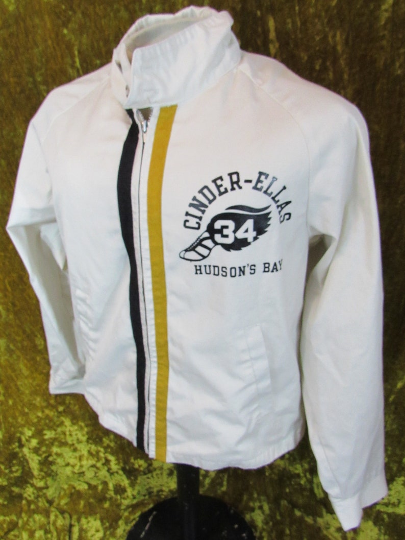 Vintage 60/'s 70/'s Champion Track Jacket Cinder-Ellas Hudson Bay Talon Zipper Zip-Up Running Man Tag Size Large