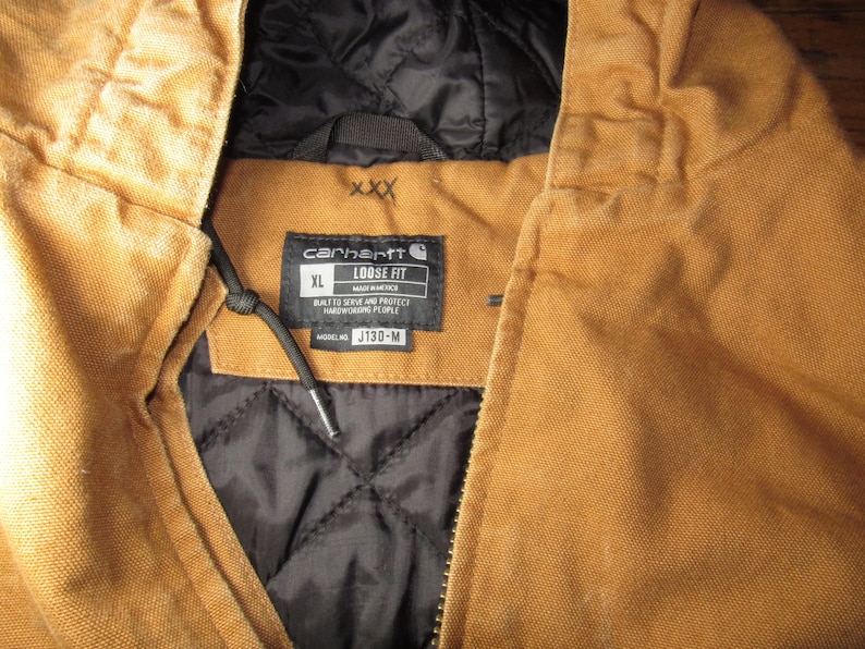 Carhartt J130-M J130 Brun Canvasjacka med Huva, Loosefit, Herr, XL, Quiltfodrad bild 7
