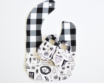 Woodland Baby Clothes, Black and White Baby, Monochrome Baby Gift, Woodland Baby Shower, Woodland Baby Outfit, Monochromatic, Black Check
