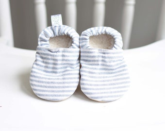 Neutral Baby Shoe, Soft Sole Baby Moccasins, Linen Baby Booties, No slip, Baby Moccs, Baby Booties, Baby Slippers, Vegan Baby Shoe