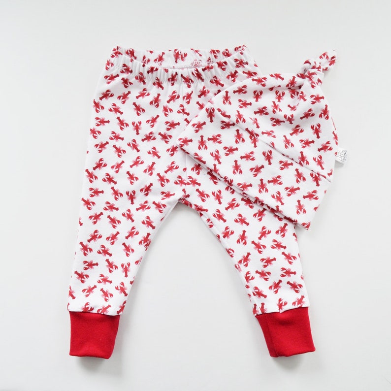 Lobster Baby Leggings Maine Baby unisex kids leggings Maine Baby Clothes Maine Made Leggings for Baby // Lobsters Beanie+Leggings